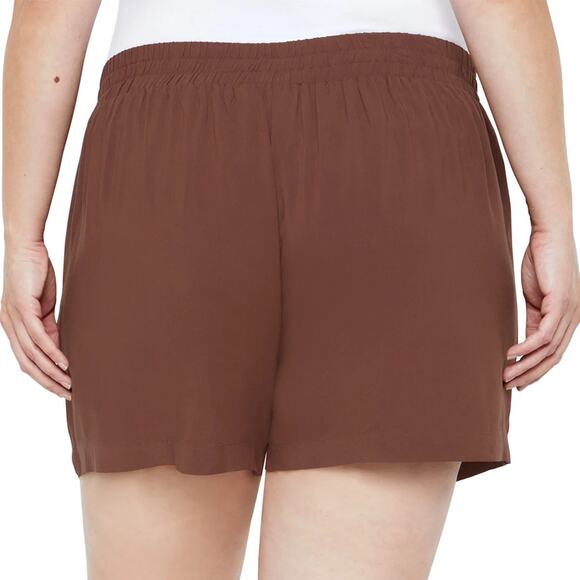 NEW XL Wildfox Rayon Shorts Brown PatchPocket Elastic PullOn 5"Inseam - Picture 7 of 10